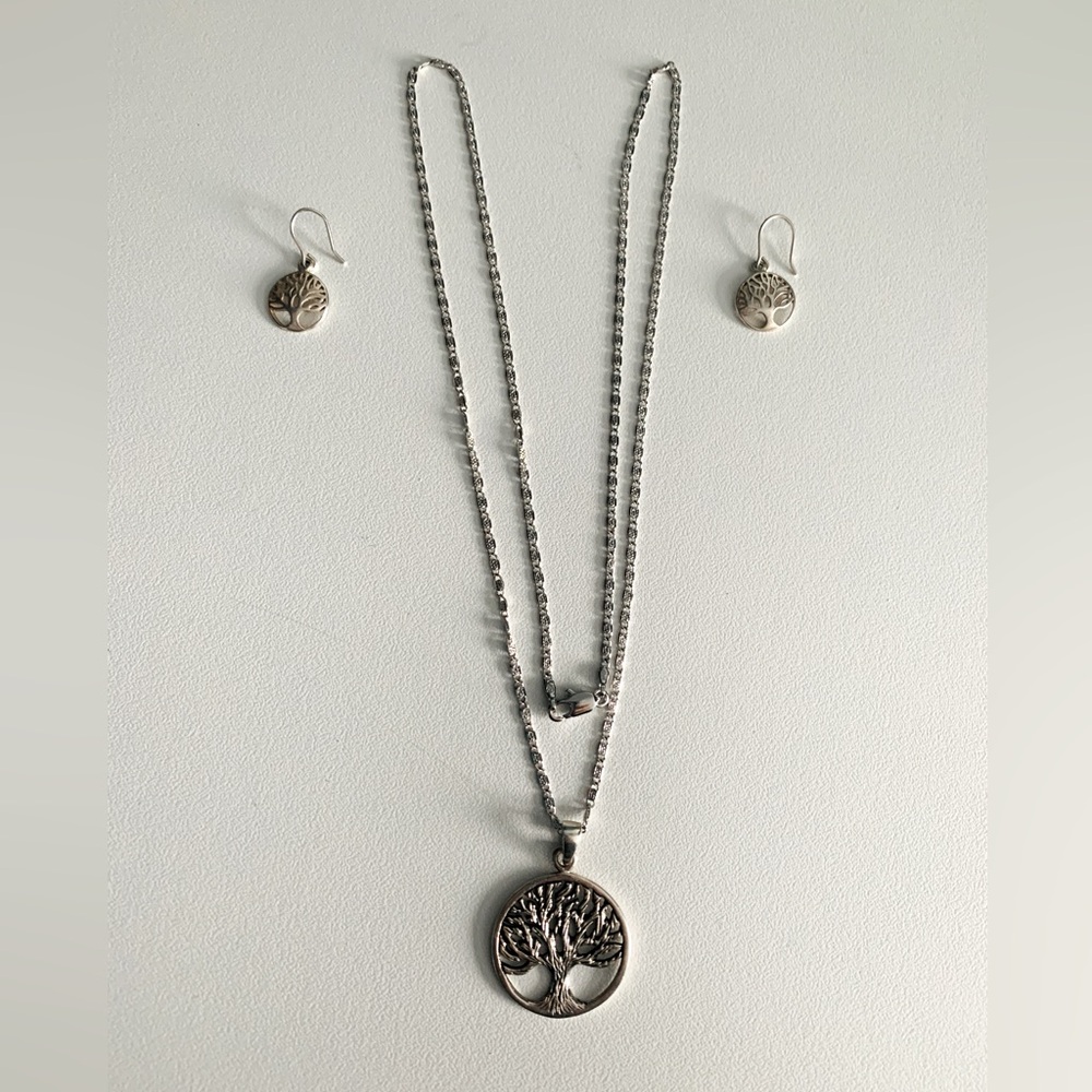 Tree of life Silver Necklace and Earrings 🌳